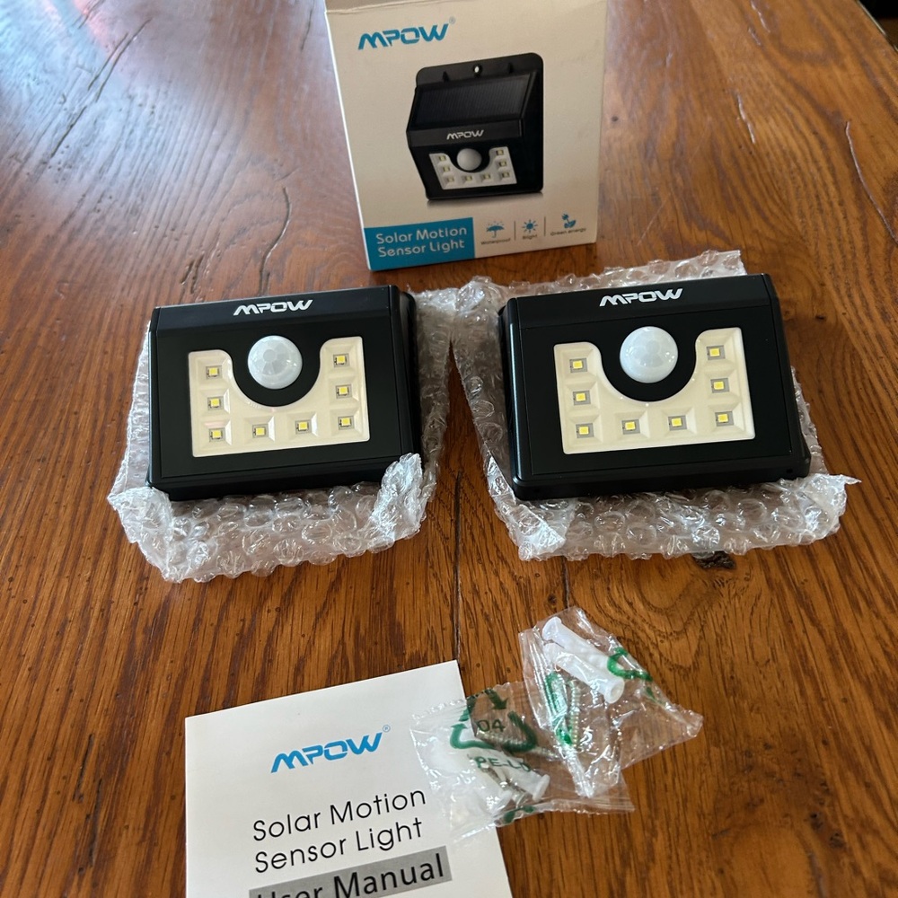 MPOW Black Solar Motion Sensor Light 2 pack